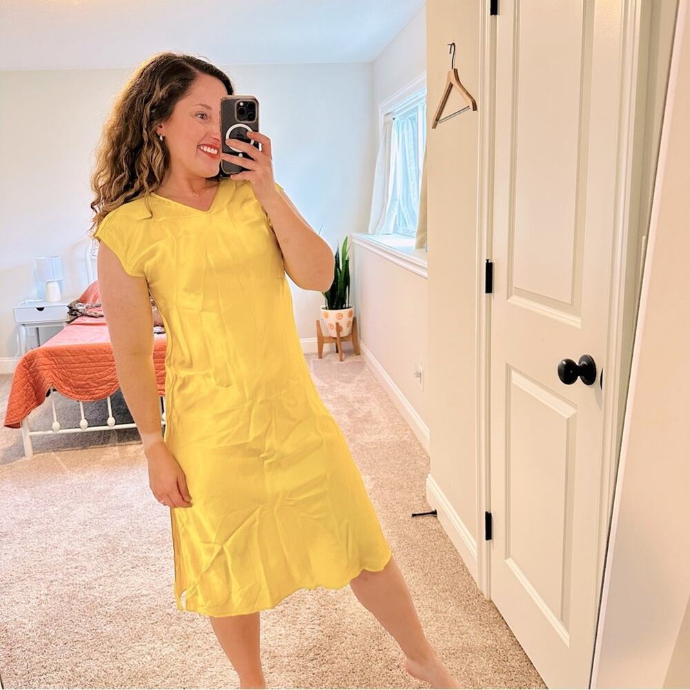 NWT Tuckernuck forte_forte Yellow Satin Knee Length Dress Mini Medium